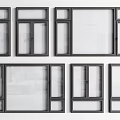 Assorted Modern Window Designs With Black Frames And Clear Glass Panels 3d model
