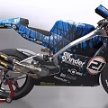 Blue Racing Motorcycle With 21 Number Shoei Logo And Black Graphics