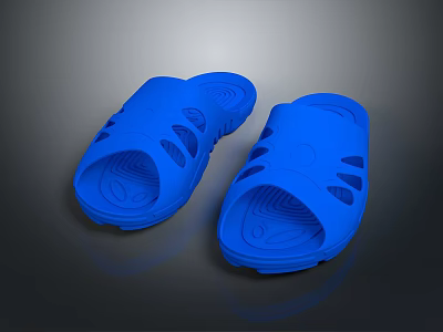 Blue Casual Lightweight Slippers With Ventilated Holes And Comfortable Design 3d model