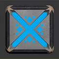 Futuristic Cube With Blue Glowing Cross Lines And Metallic Geometric Patterns