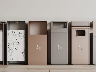 Modern Trash Bins With Varied Colors And Designs 3d model