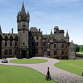 Ancient Gothic Castle Architecture With Spires Towers And Stone Facade 3d model