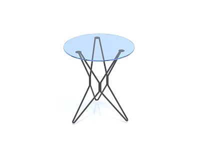 Modern Round Coffee Table With Glass Top And Black Metal Crossed Frame 3d model