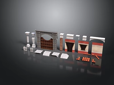 Detailed Classical Architectural Model Featuring Columns Arches Decorative Walls And Components 3d model