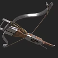 Medieval Vintage Crossbow Weapon With Wooden Metal Structure And Mechanical Parts