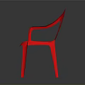 Durable Red Plastic Chair With Armrests And Slatted Back Design