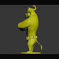 Police Bull Character in Blue Uniform with Arms Crossed and Badge