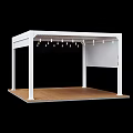Outdoor White Garden Gazebo With Wooden Floor Pillars And String Lights