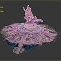 Game Movie Character Standing on Circular Platform With Green Rock Blue Base Armor and Weapon