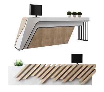 Modern Reception Desk Front Desk 3d model