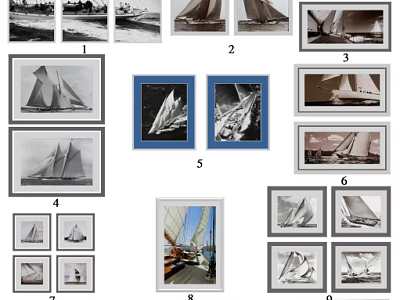 Sailing Boat Art Prints Framed In Various Display Styles For Wall Decor 3d model