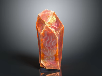 Shiny Transparent Polygonal Crystal With Orange Pink Gradient On Black Background 3d model
