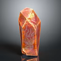 Shiny Transparent Polygonal Crystal With Orange Pink Gradient On Black Background