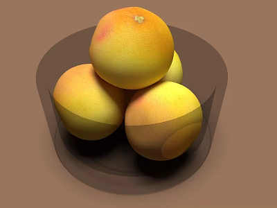 Grapefruits In Transparent Bowl With Stacked Yellow And Red Fresh Fruits 3d model