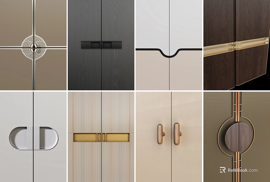 Stylish Cabinet Handles With Various Modern Designs And Contemporary Styles For Furniture 3d model 