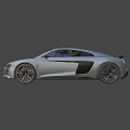 Silver Audi R8 Sports Car Featuring Sleek Body LED Headlights And Black Alloy Wheels