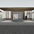 New Chinese Style Gate Community Gate Landscape 3d model