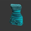 Elegant Glittery Turquoise Dress With Swirl Decorations And Shiny Details