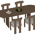 Middle style dining table and chair combination 3d model