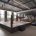 Modern Fitness Training Gym With Boxing Ring Tires Open Space And Bright Window Lighting