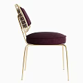 Plum Purple Velvet Dining Chair with Golden Metal Frame Modern Minimalist Design