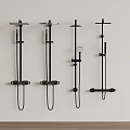 Four Black Modern Wall Mounted Shower Systems With Handheld And Rain Heads For Bathroom