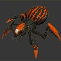 3D Modeled Spider With Black Red Stripes Orange Legs And Skull On Head