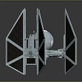 Detailed TIE Fighter Model With Metallic Finish Hexagonal Wings And Spherical Cockpit