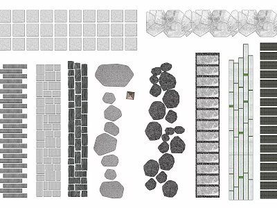 Natural Stone Stepping Stones For Garden Path With Various Shapes And Arrangements 3d model