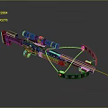 Modern Tactical Weapon Compound Bow Featuring Sight Scope Green LED Lights And Arrow 3d model