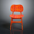 Modern Wooden Chair With Vibrant Orange Color And Unique Backrest Design
