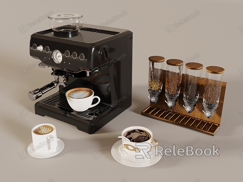 Coffee machine coffee beans flower coffee coffee cup model