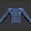 Blue Denim Jacket with Collared Design Open Front and Long Sleeves 3d model