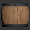 Rustic Wooden Barrel With Black Metal Hoops And Round Top On Dark Background