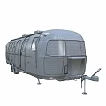 Functional Vintage Silver Travel Trailer With Aluminum Body And Multiple Windows