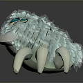 Cute Teal Fluffy Creature With Large Blue Eyes White Legs And Claws