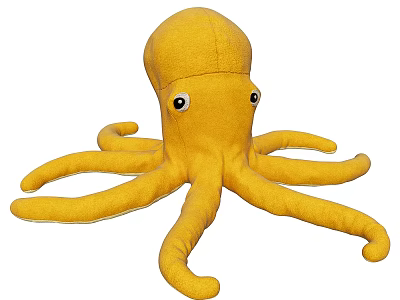 Cute Yellow Octopus Stuffed Toy With Big Eyes And Long Tentacles 3d model