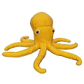 Cute Yellow Octopus Stuffed Toy With Big Eyes And Long Tentacles