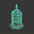 Classic Red Wooden Birdcage With Golden Finial For Pet Bird Habitat