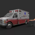 Red And White Emergency Ambulance Vehicle With Stretcher For Medical Services