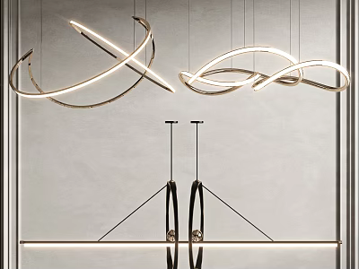 Modern Chandeliers with Sleek Illuminated Curved Twisted Design for Interiors 3d model