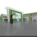 Modern Cultural Tourism Exhibition Booth With Unique Blue Shaped Walls And Large Central Display Screen