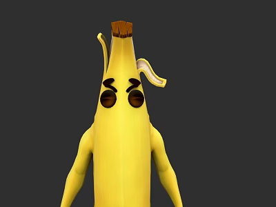 Cartoon Banana Game Movie Character With Angry Eyes Arms And Body 3d model