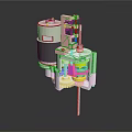 3D Model Mechanical Device Internal Structure With Motor Gears And Colored Components
