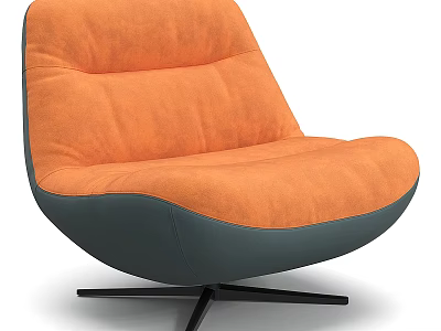 Comfortable Two Tone Orange Grey Swivel Single Sofa Chair For Cozy Modern Living Room 3d model