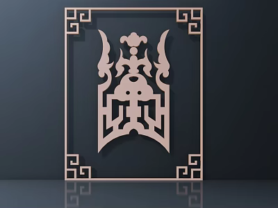 Traditional Chinese Wooden Carving With Intricate Frame And Classic Decorative Patterns 3d model
