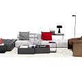 Modern Sofa And Coffee Table Set With Colorful Cushions Glass Top And Brown Armchair