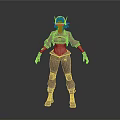 3D Character Model With Purple Hair Headphones Black Cropped Top Light Blue Pants