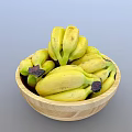 Fresh Ripe Bananas in a Wooden Bowl Full of Yellow Fruits on Gray Background