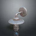 Industrial Vintage Lighting Combination with Curved Metal Arm and Grid Shade Wall Sconce